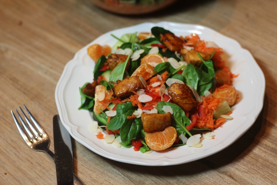 Suszie Serves: Salade met mandarijn en gemarineerde kip